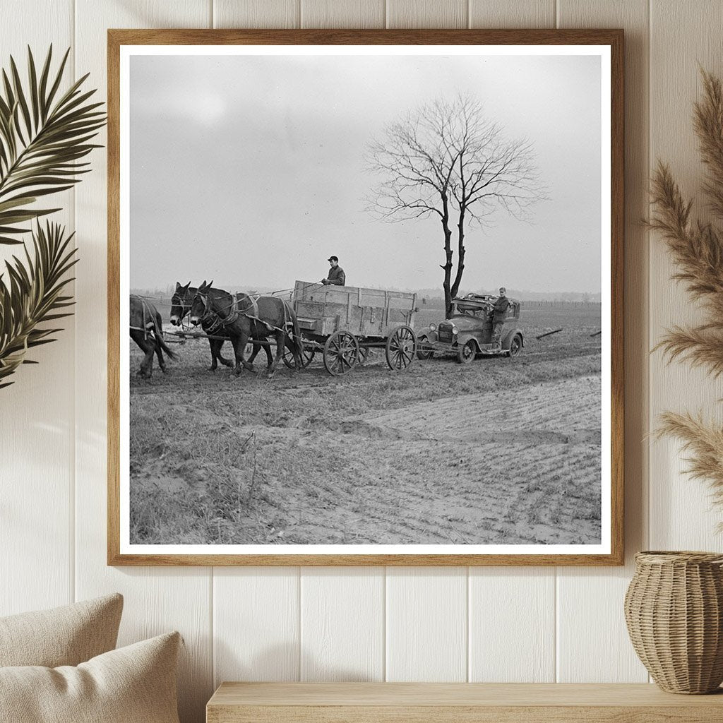 1937 Flood - Damaged Automobile Towed in Point Township Indiana - Available at KNOWOL