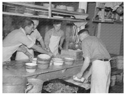 1937 Logging Camp Food Service Scene in Minnesota - Available at KNOWOL