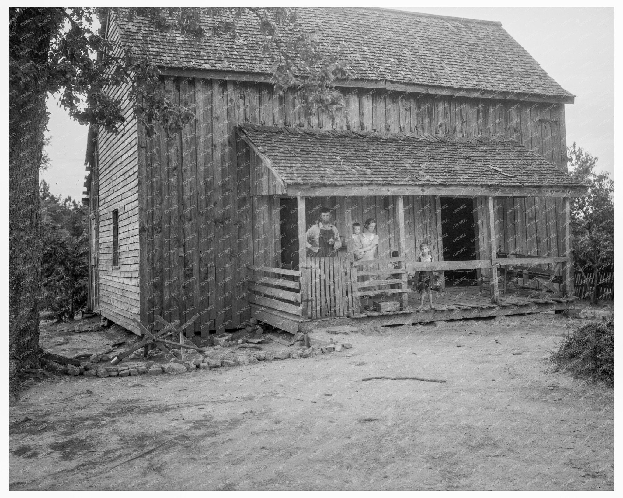 1937 Tenant Family with Children in Greene County Georgia - Available at KNOWOL