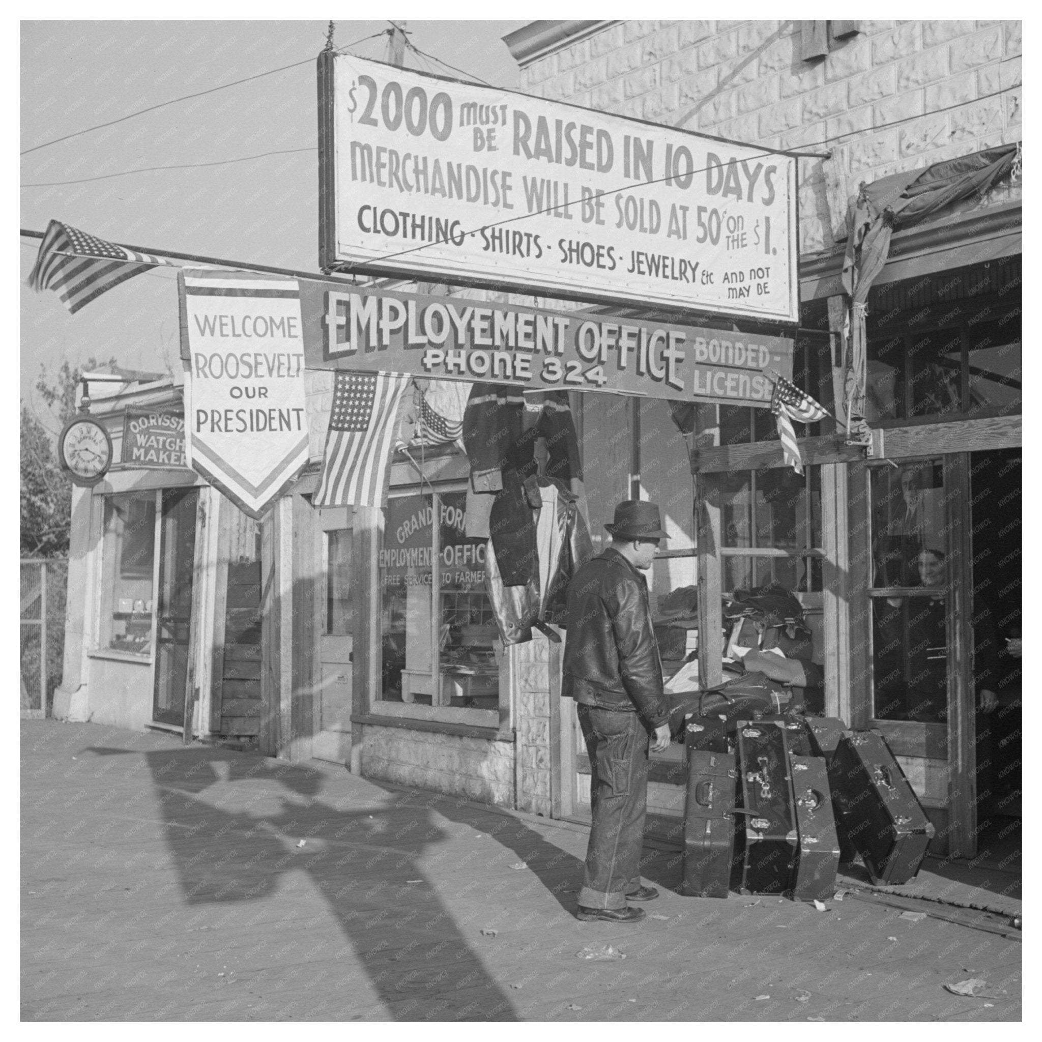 1937 Transient with Luggage in Grand Forks North Dakota - Available at KNOWOL