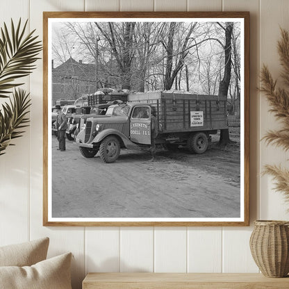 1937 Truckloads of Corn Aid for Flood Victims in Illinois - Available at KNOWOL