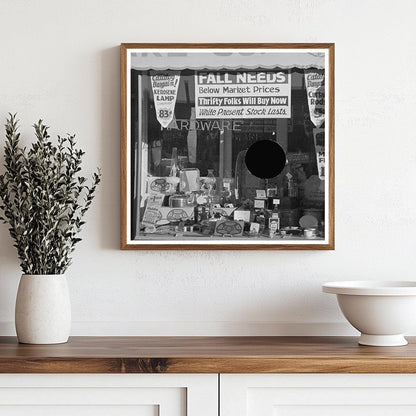 1937 Vintage Hardware Store Window in Crosby North Dakota - Available at KNOWOL
