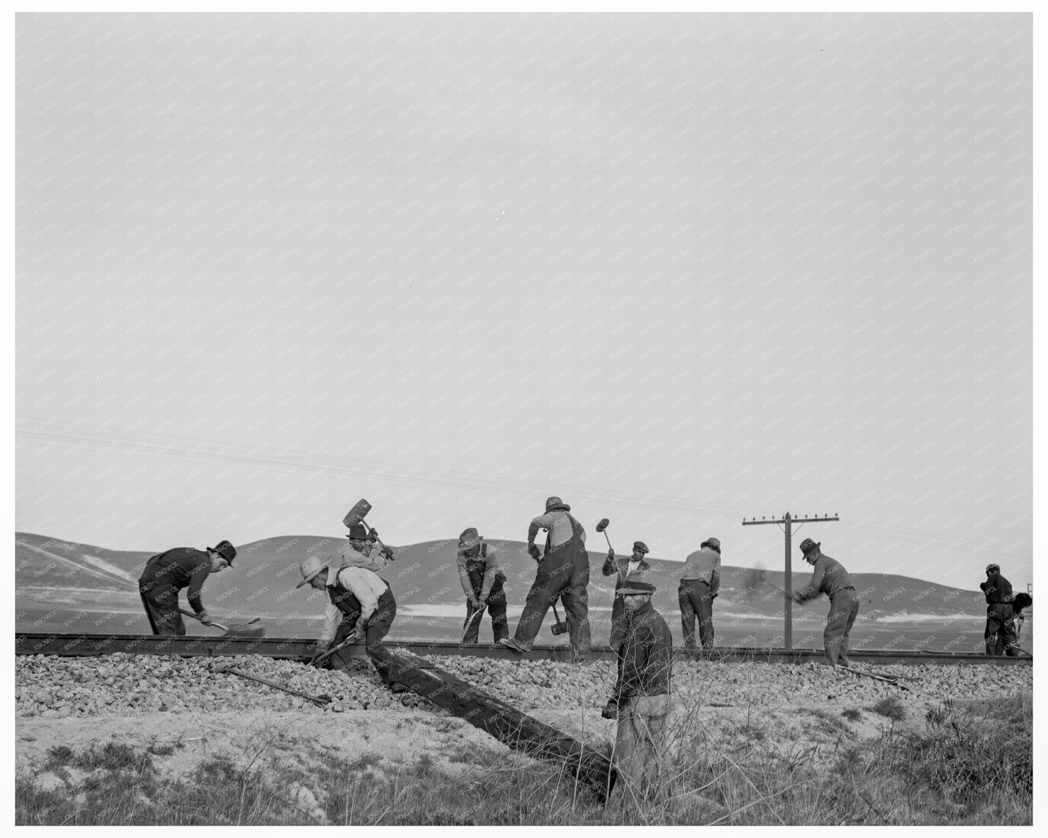 1937 Vintage Image of White Section Gang Near King City CA - Available at KNOWOL