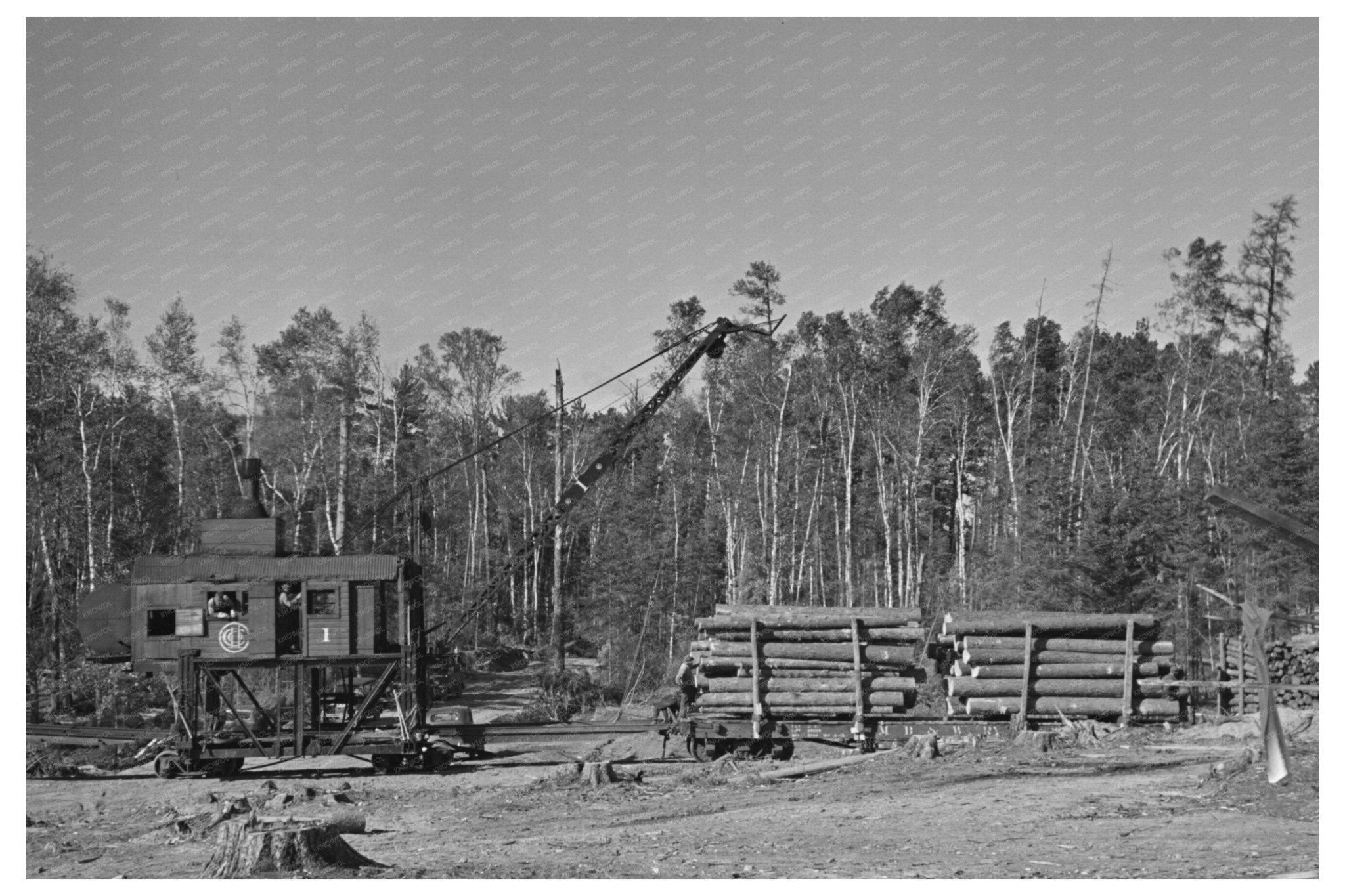 1937 Vintage Loading Device at Lumber Camp Effie Minnesota - Available at KNOWOL