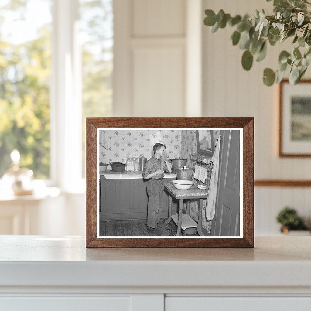 1937 Vintage Photo of Boy Washing Face in Rural Indiana - Available at KNOWOL