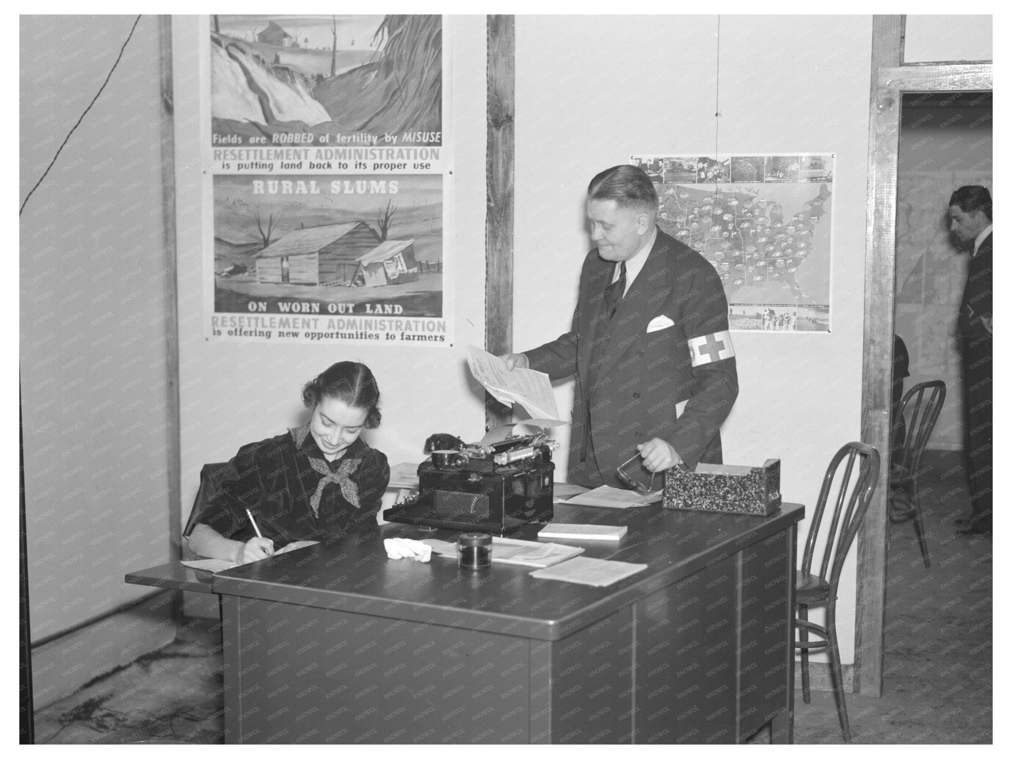 1937 Vintage Photo Red Cross Headquarters Flood Relief Missouri - Available at KNOWOL