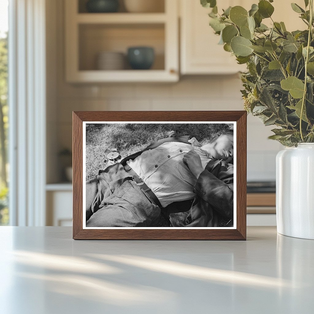 1937 Vintage Photograph of Laborer Sleeping in Minneapolis Park - Available at KNOWOL