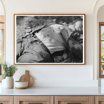 1937 Vintage Photograph of Laborer Sleeping in Minneapolis Park - Available at KNOWOL