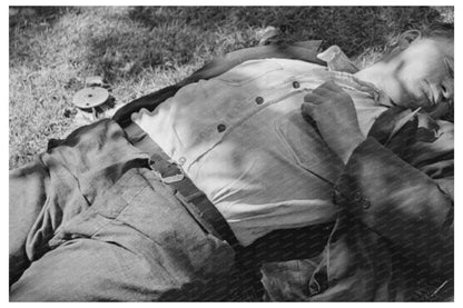 1937 Vintage Photograph of Laborer Sleeping in Minneapolis Park - Available at KNOWOL