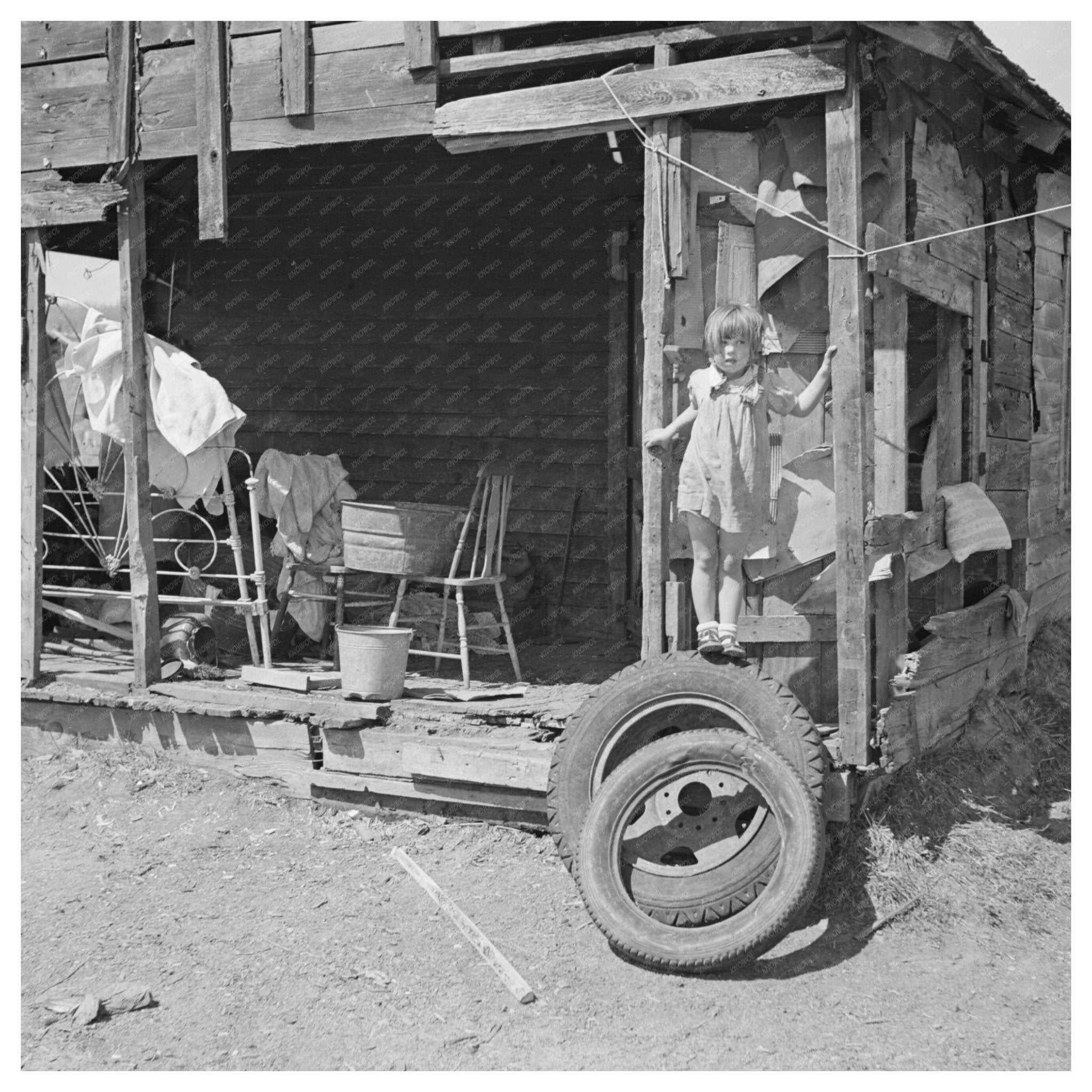 1937 Washday Scene on Back Porch in Gibbs City Michigan - Available at KNOWOL