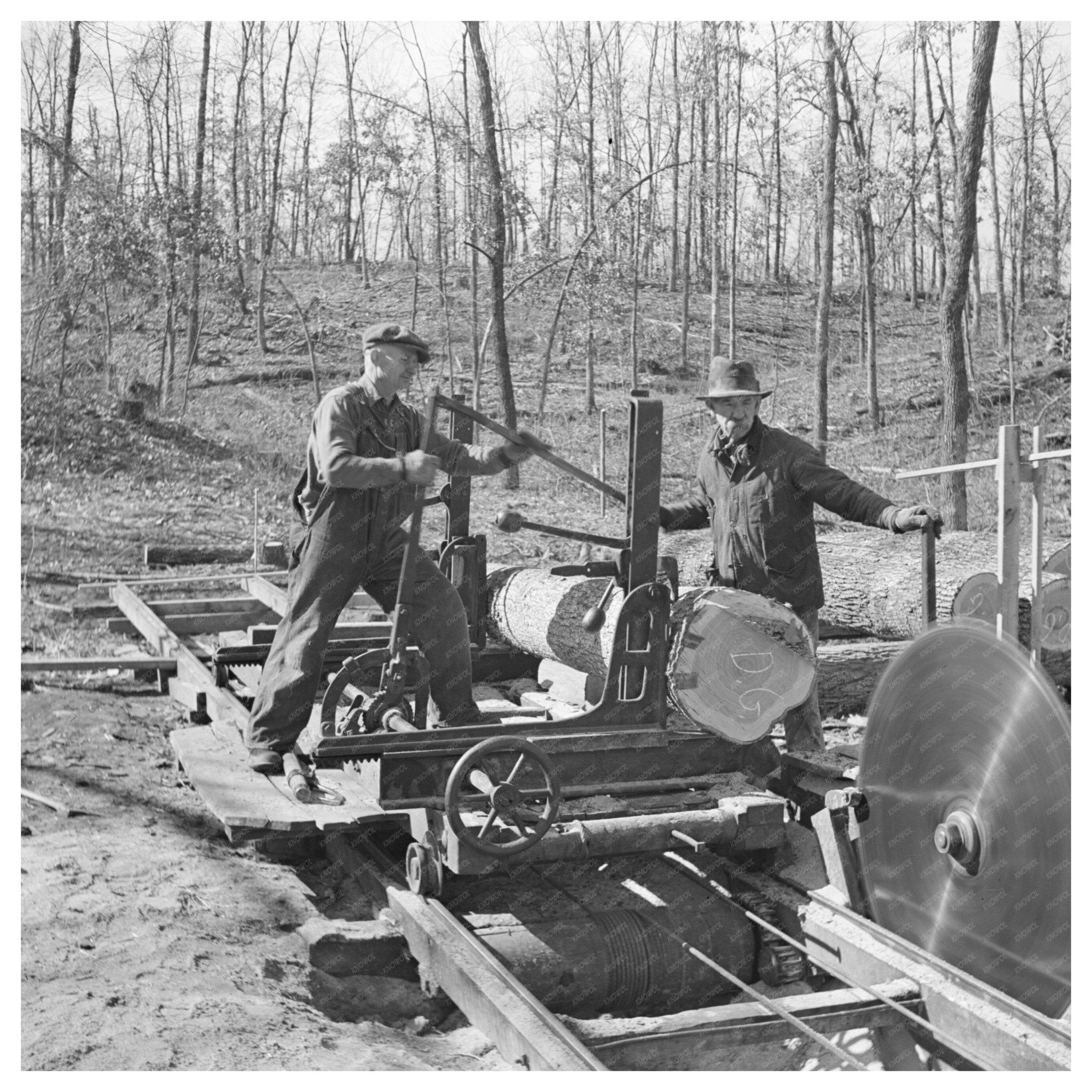 1937 Workers at Country Sawmill in Gallatin County Illinois - Available at KNOWOL