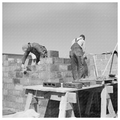 1937 Workers Laying Cinder Blocks in Greendale Wisconsin - Available at KNOWOL