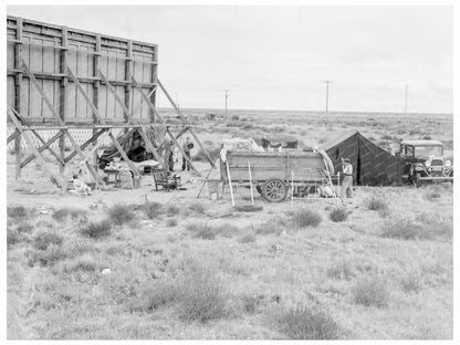 1938 Billboard and Migrant Families in Kern County California - Available at KNOWOL