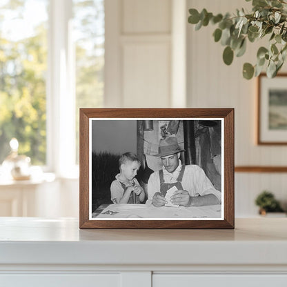 1938 Day Laborer and Son Playing Poker in Louisiana - Available at KNOWOL