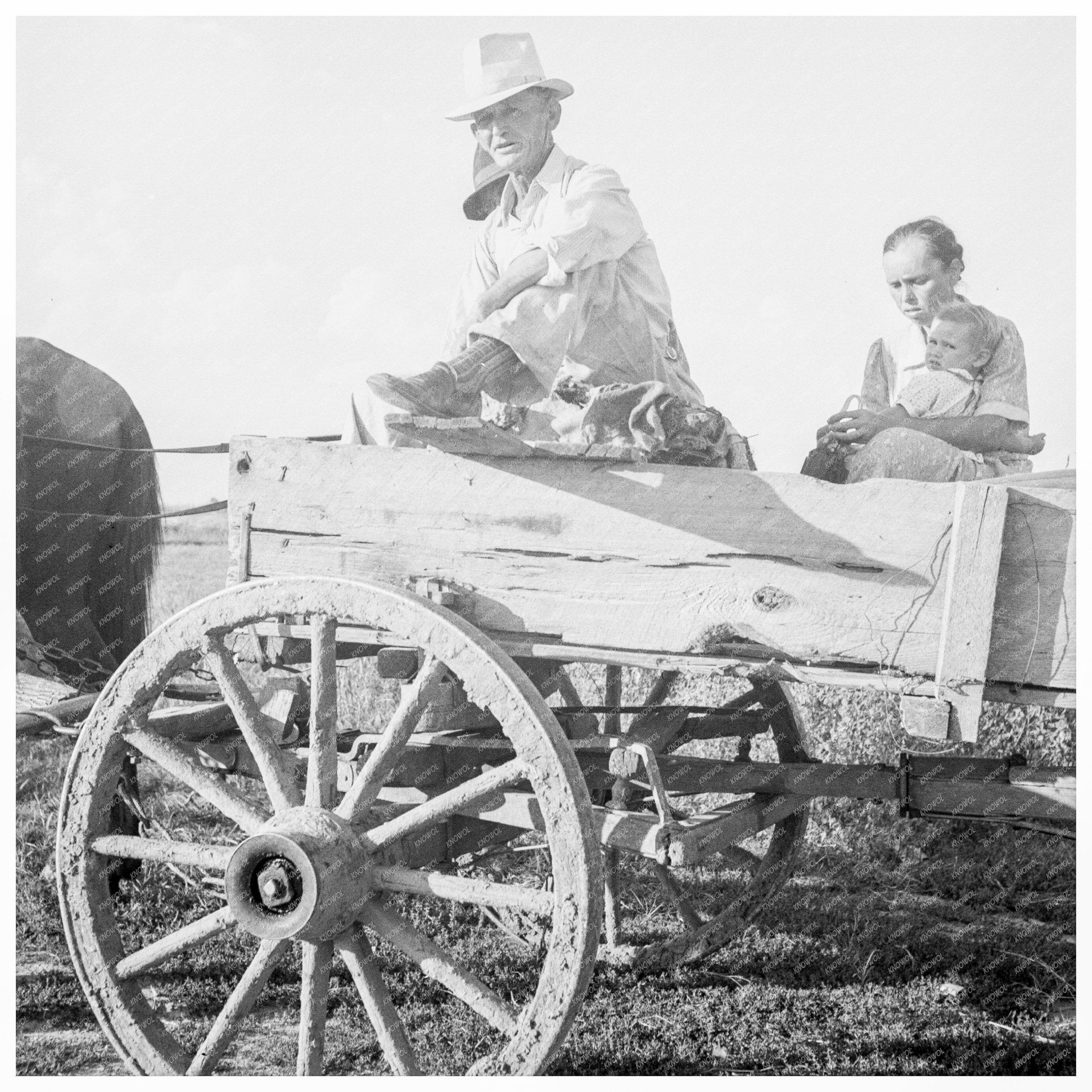 1938 Family Traveling by Horse and Wagon in Missouri - Available at KNOWOL