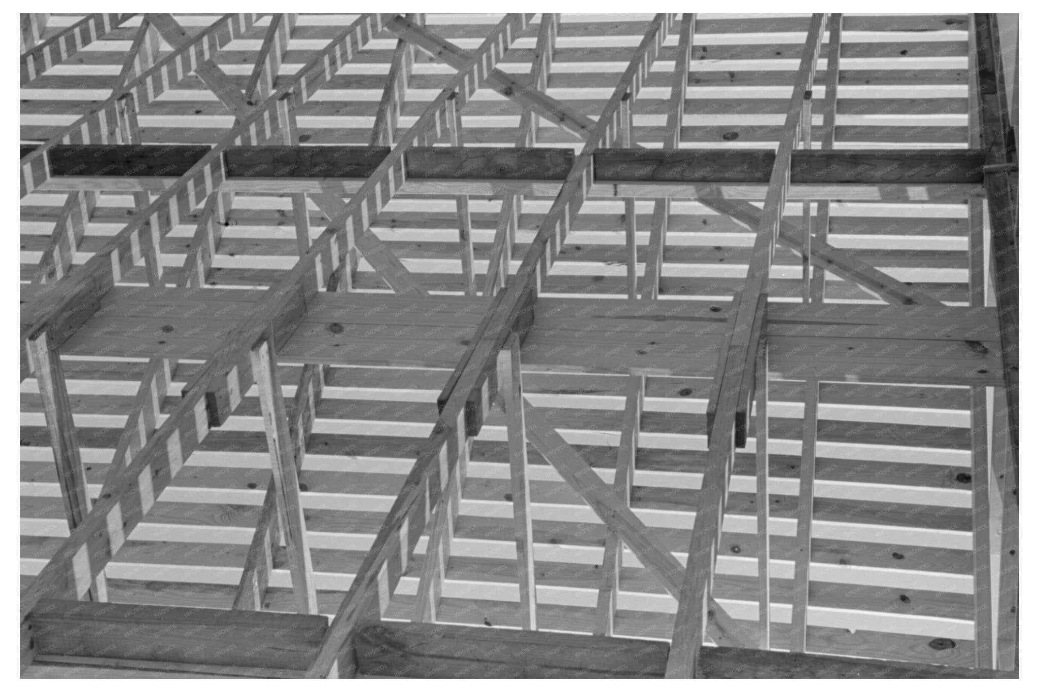 1938 Interior View of Roof Trusses in Southeast Missouri Farm - Available at KNOWOL