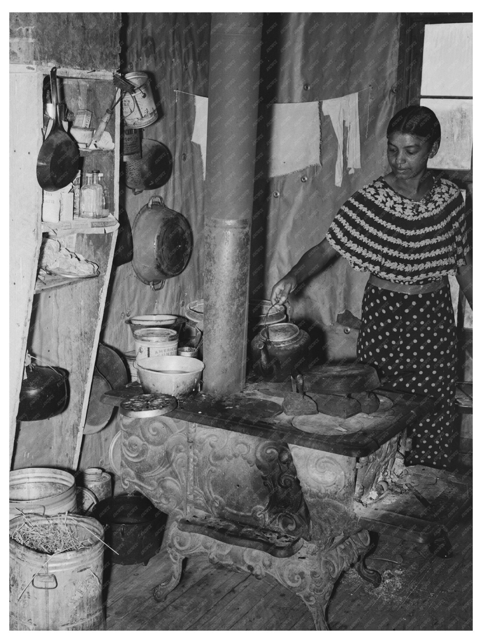 1938 Kitchen of a Sharecropper in New Madrid County Missouri - Available at KNOWOL