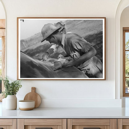 1938 Man Examining Rice Quality in Louisiana - Available at KNOWOL