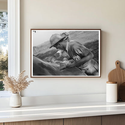 1938 Man Examining Rice Quality in Louisiana - Available at KNOWOL