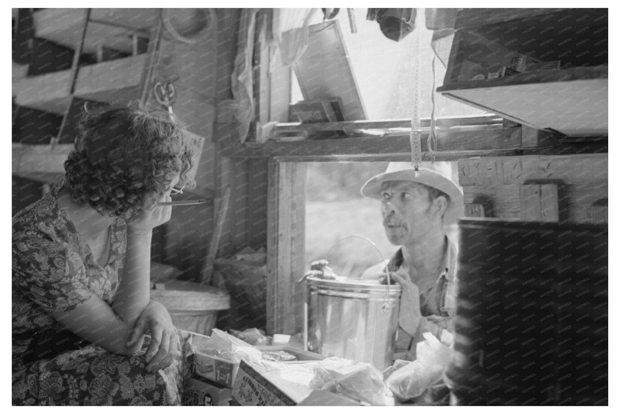 1938 Man Shopping at Traveling Grocery Store Arkansas - Available at KNOWOL