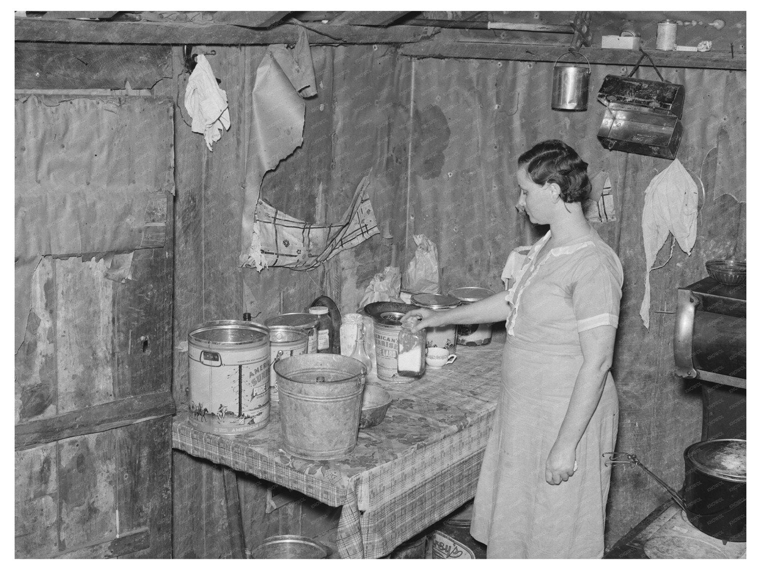 1938 Sharecropper Kitchen Interior New Madrid County Missouri - Available at KNOWOL