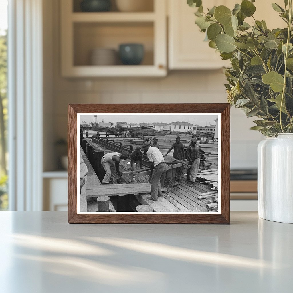 1938 Stevedores Loading Stove at Burwood Louisiana Waterfront - Available at KNOWOL