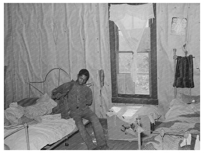 1938 Vintage Photo of Boy in Sharecroppers Bedroom - Available at KNOWOL