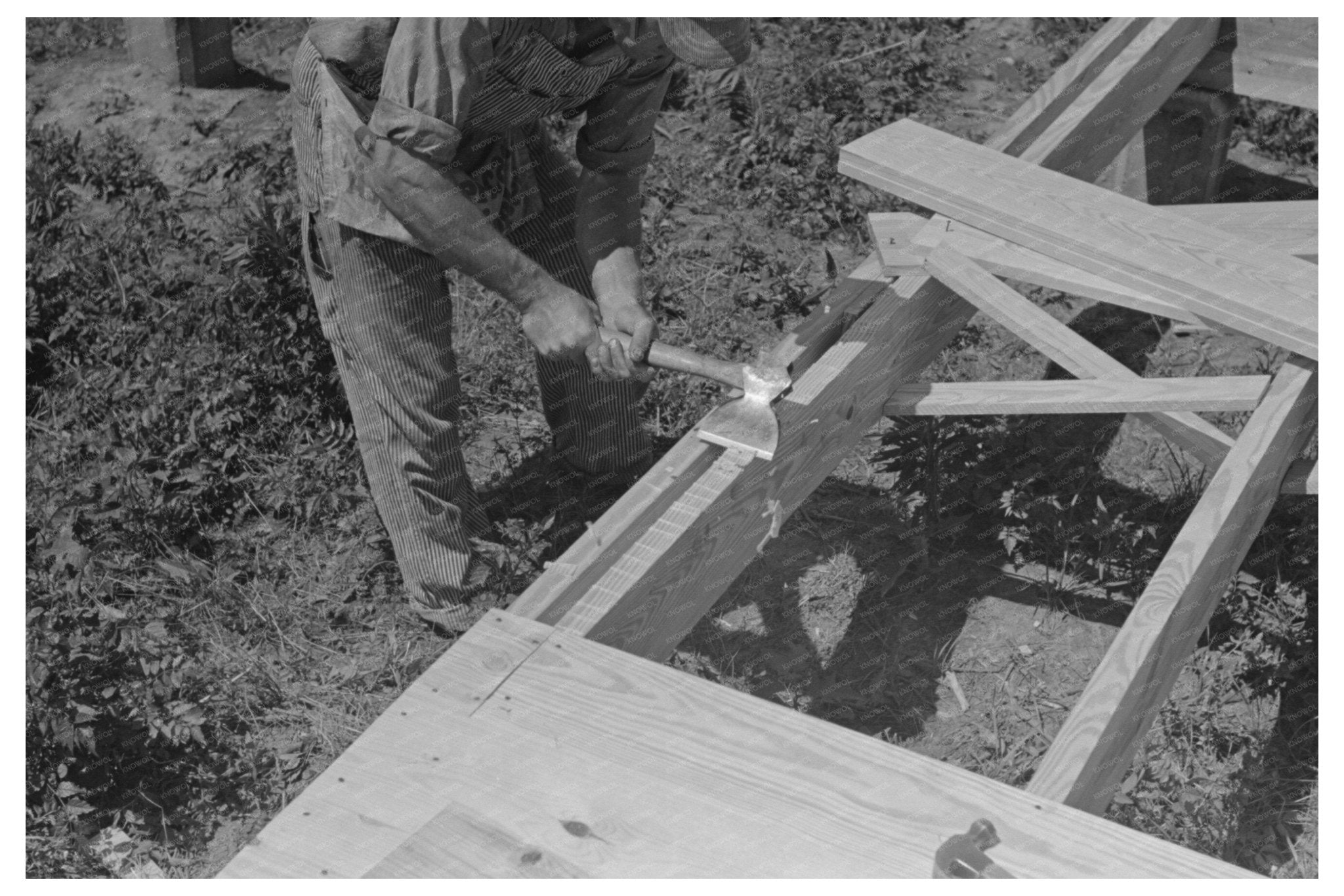 1938 Vintage Photo of Farmhouse Construction in Missouri - Available at KNOWOL