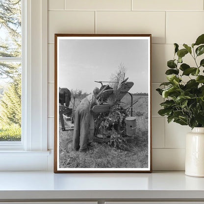 1938 Vintage Photo of Farming Cooperative Member Repairing Mower - Available at KNOWOL