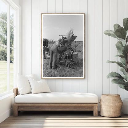 1938 Vintage Photo of Farming Cooperative Member Repairing Mower - Available at KNOWOL