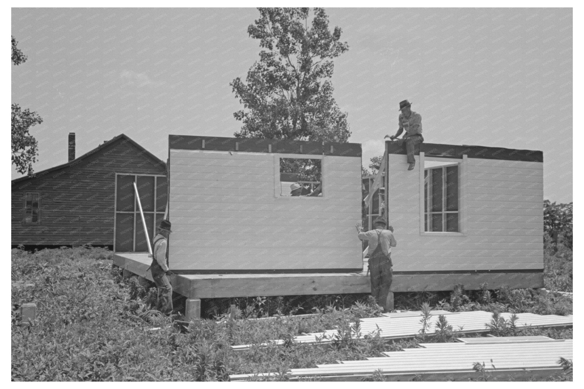 1938 Vintage Photo of House Construction in New Madrid County - Available at KNOWOL