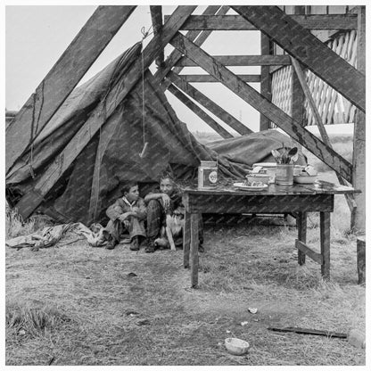 1938 Vintage Photograph of Migrant Families Camping U.S. Route 99 - Available at KNOWOL