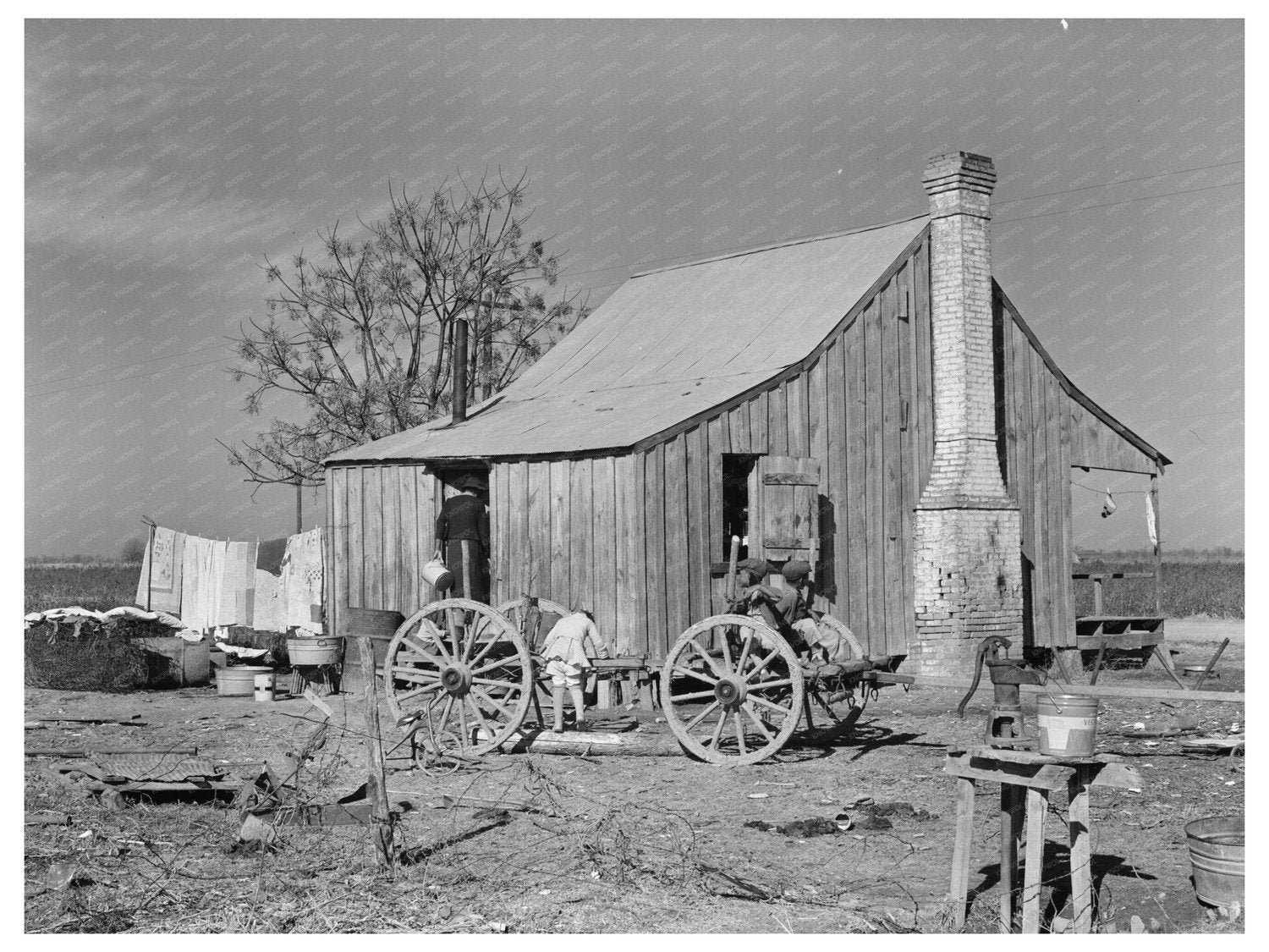 1939 Black and White Photo of Sharecroppers Cabin Louisiana - Available at KNOWOL