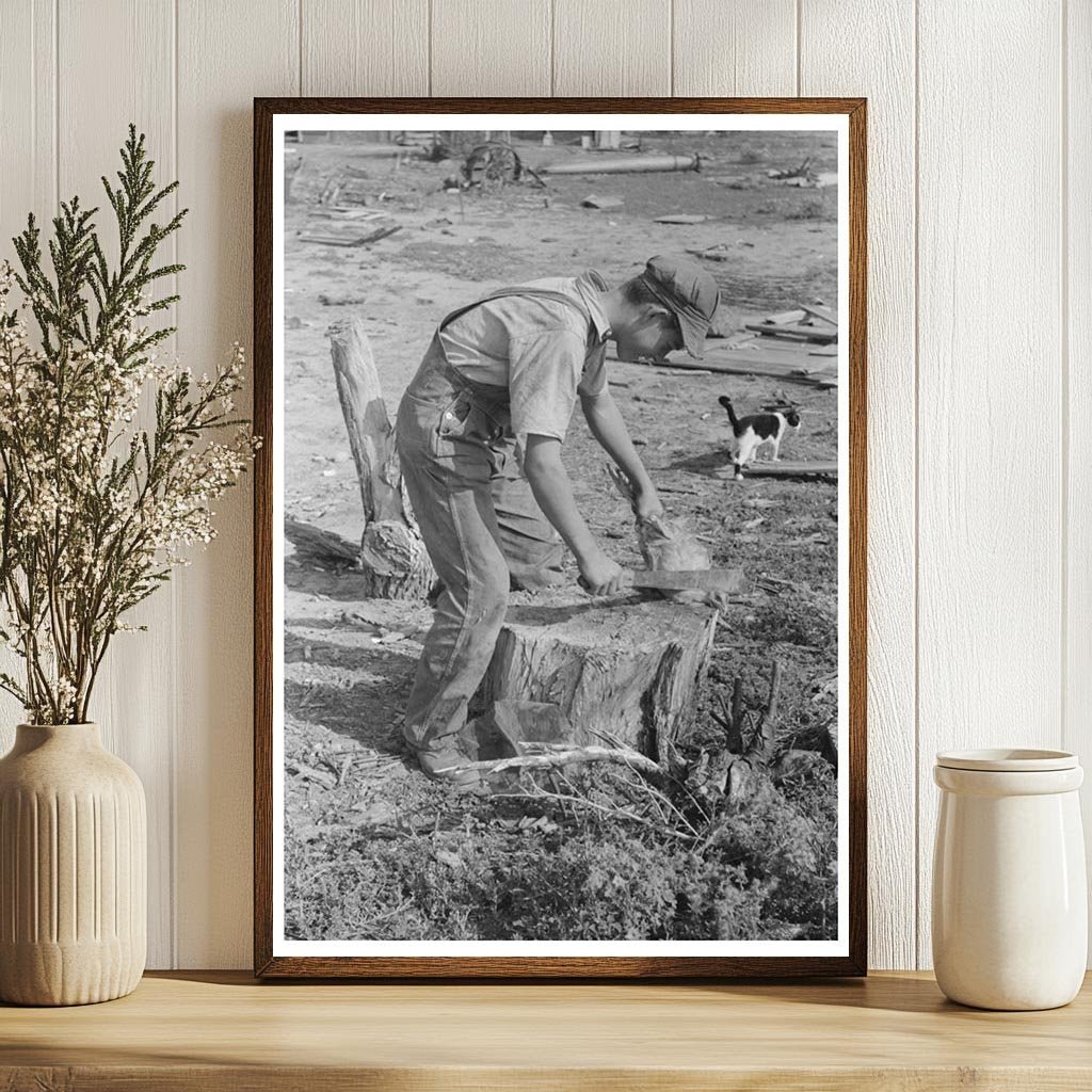 1939 Boy Preparing to Slaughter Chicken on Kansas Farm - Available at KNOWOL