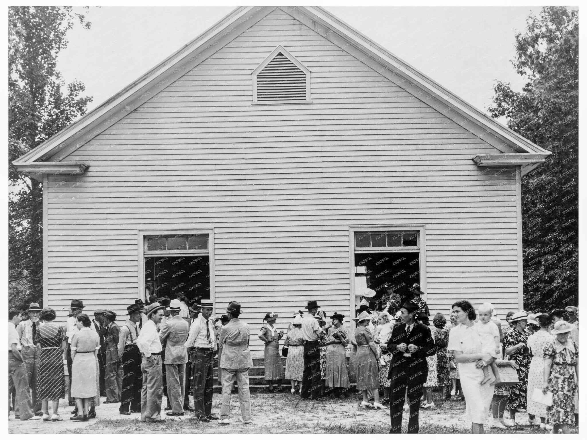 1939 Community Gathering Outside Wheeleys Church North Carolina - Available at KNOWOL