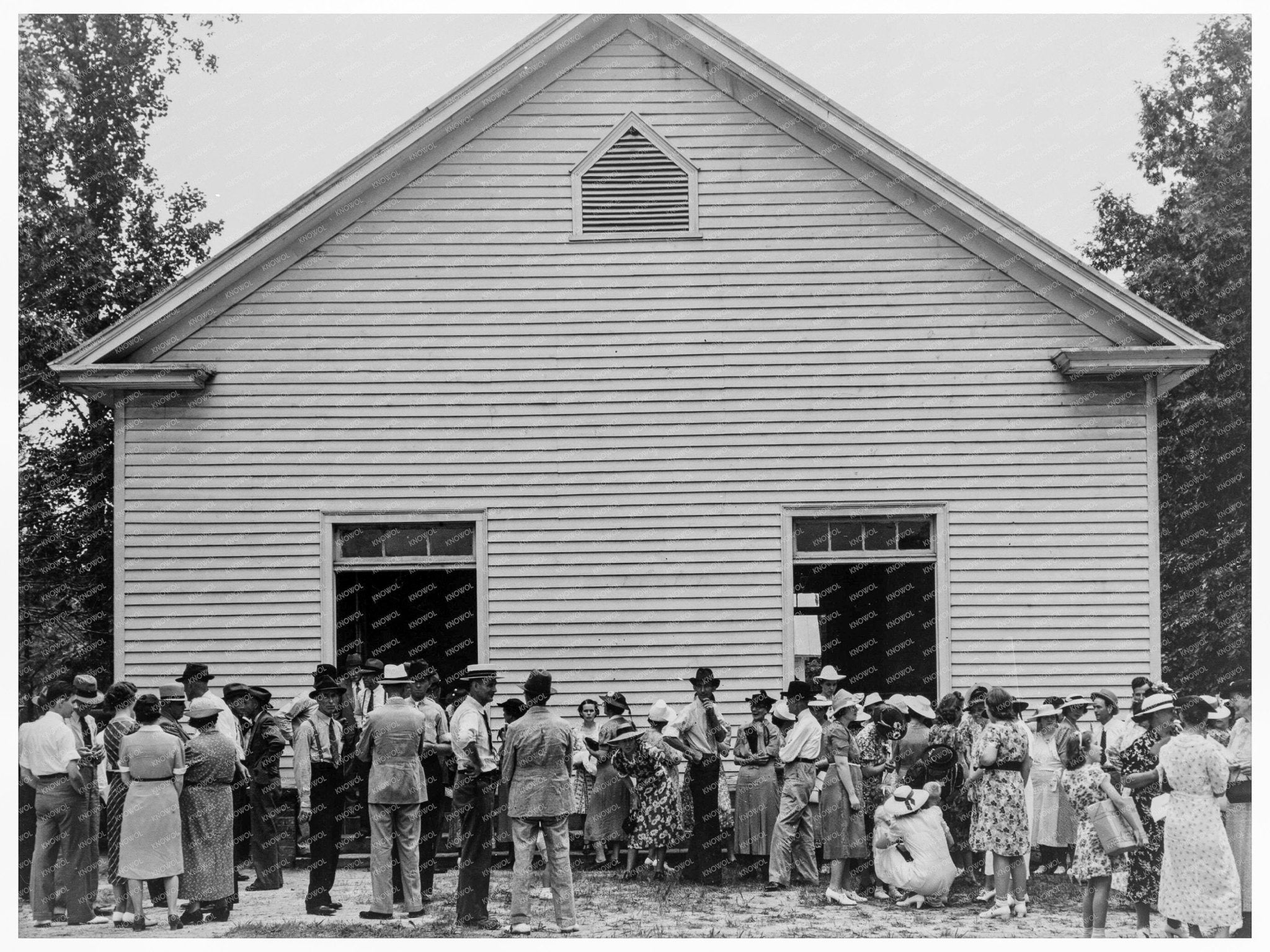 1939 Congregation Gathered Outside Wheeleys Church North Carolina - Available at KNOWOL