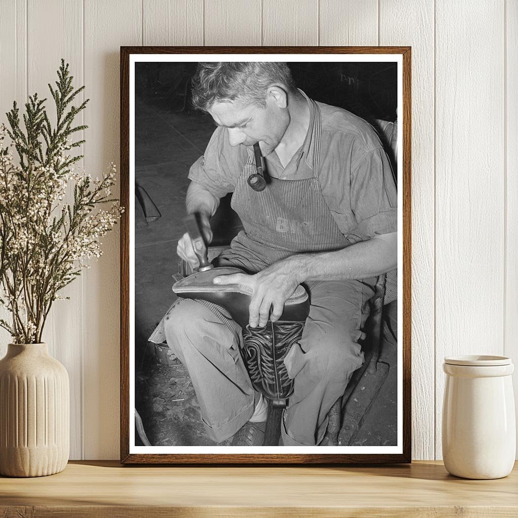 1939 Cowboy Bootmaker Shaping Sole in Alpine Texas - Available at KNOWOL