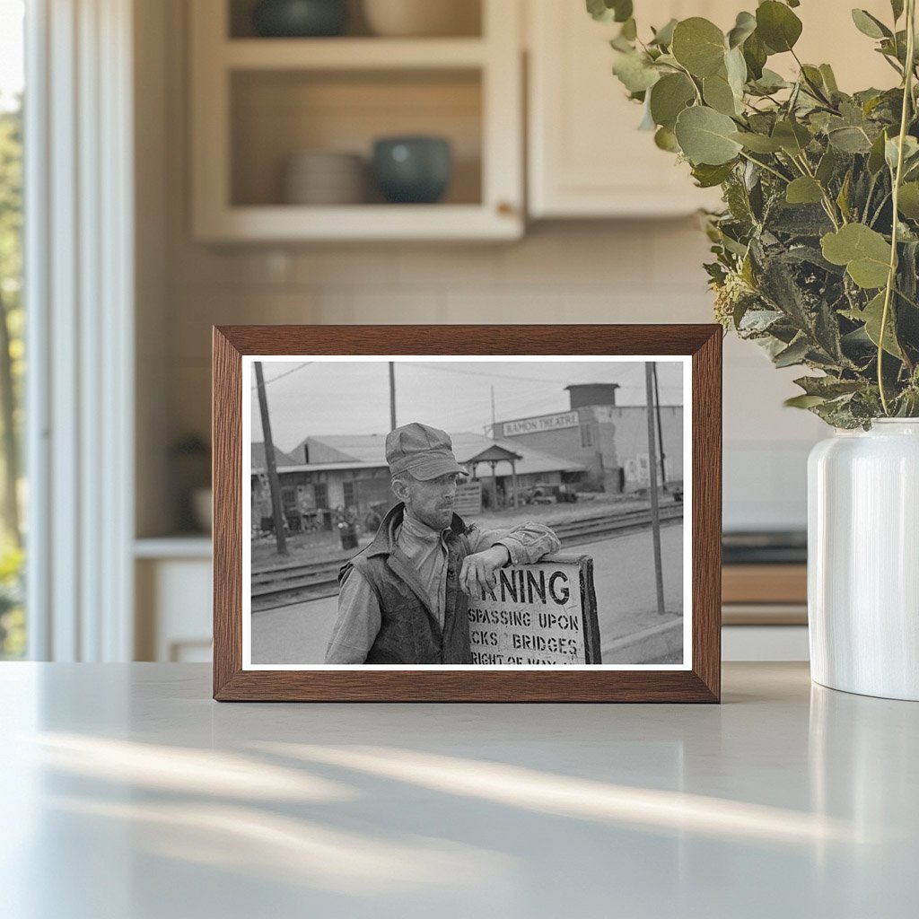 1939 Day Laborer Resting by Railroad in Raymondville Texas - Available at KNOWOL