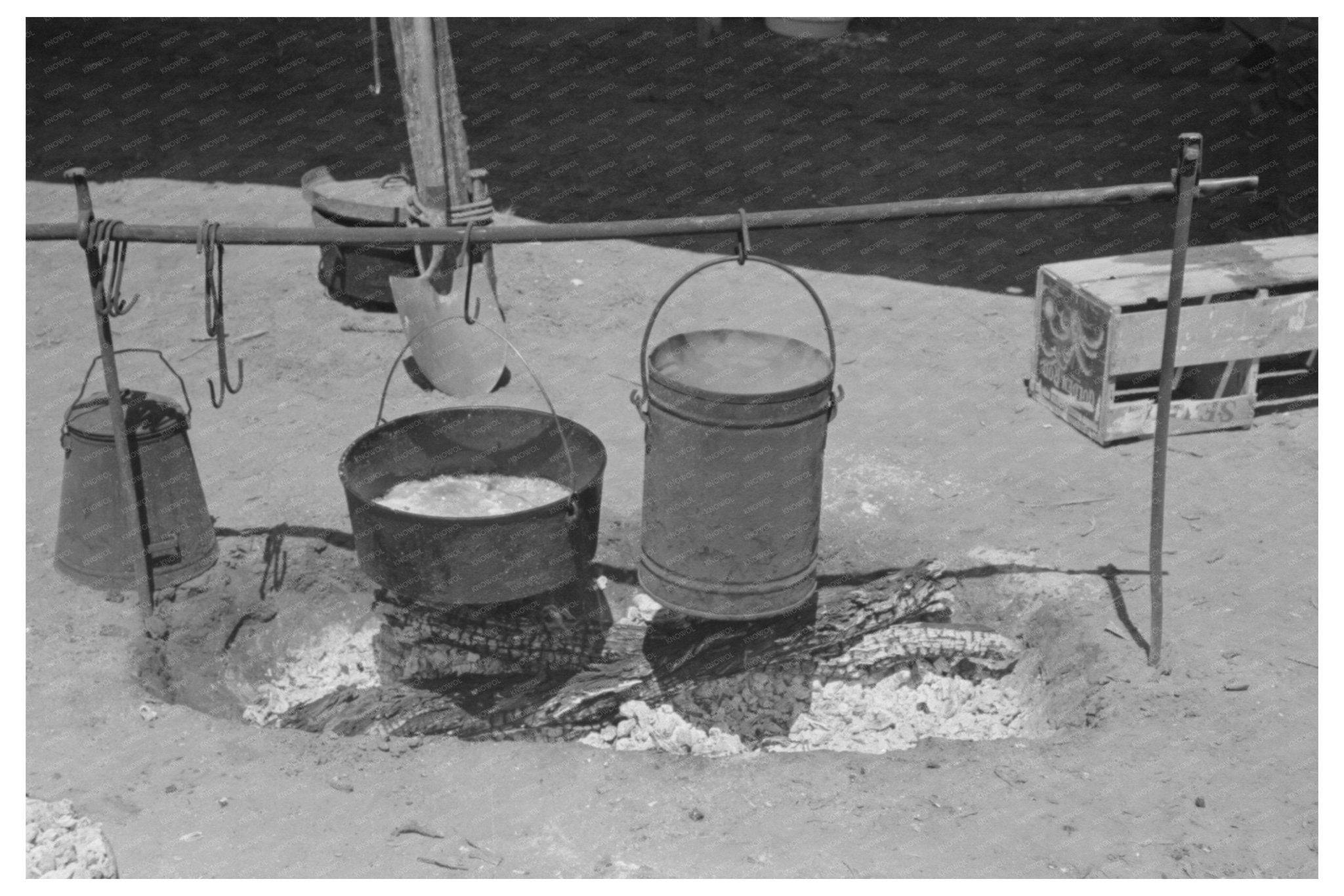 1939 Dinner Cooking Over Open Fire at SMS Ranch Texas - Available at KNOWOL