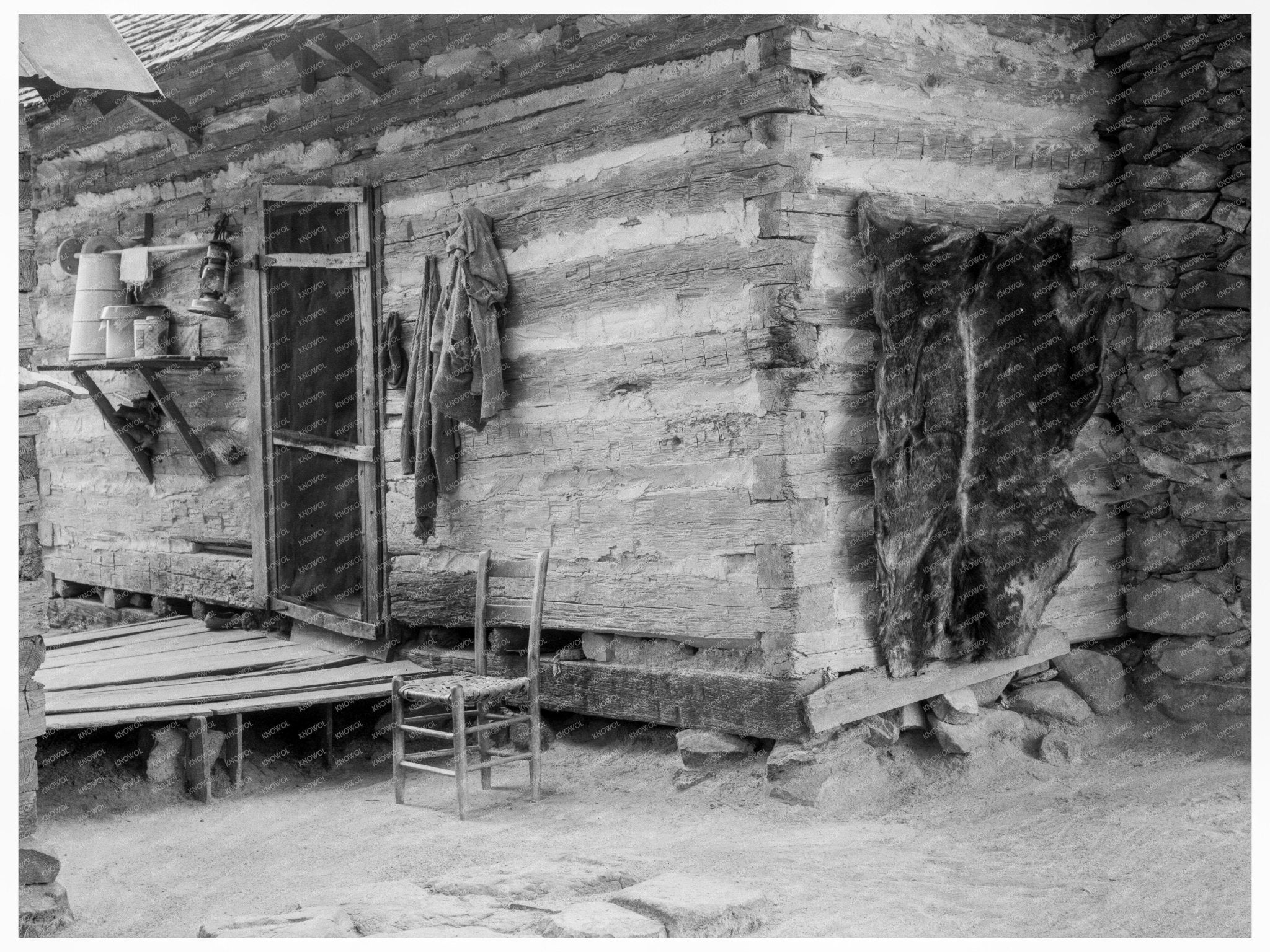 1939 Double Log Cabin Life in North Carolina Sharecropping - Available at KNOWOL