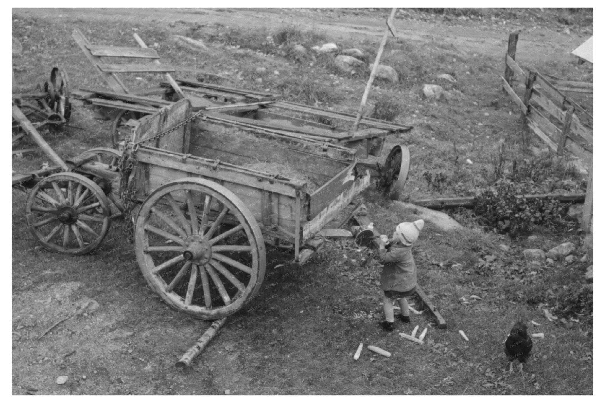 1939 Farm Scene with Wagon and Equipment in Vermont - Available at KNOWOL