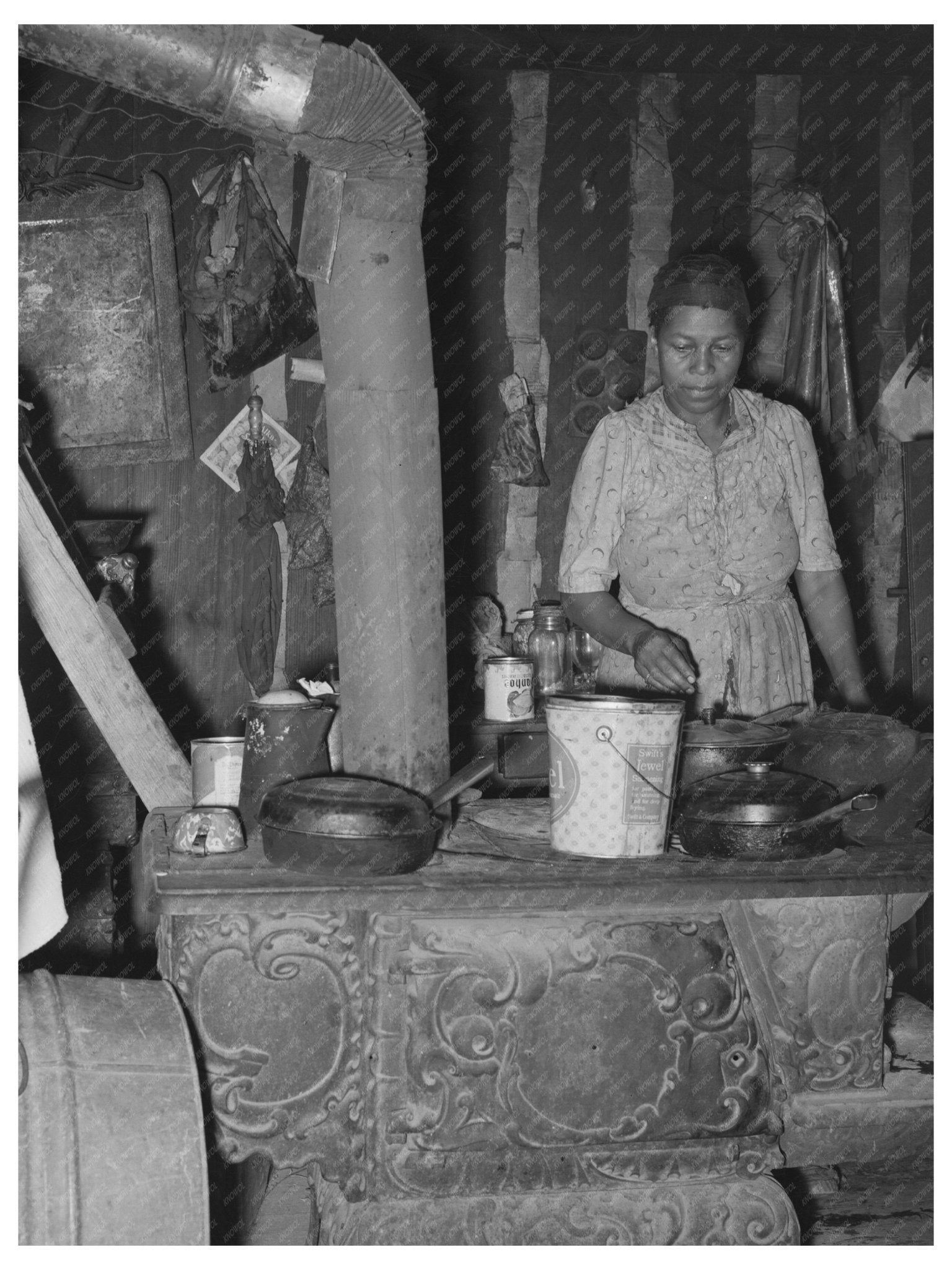 1939 Kitchen of Migrant Worker in Wagoner County Oklahoma - Available at KNOWOL