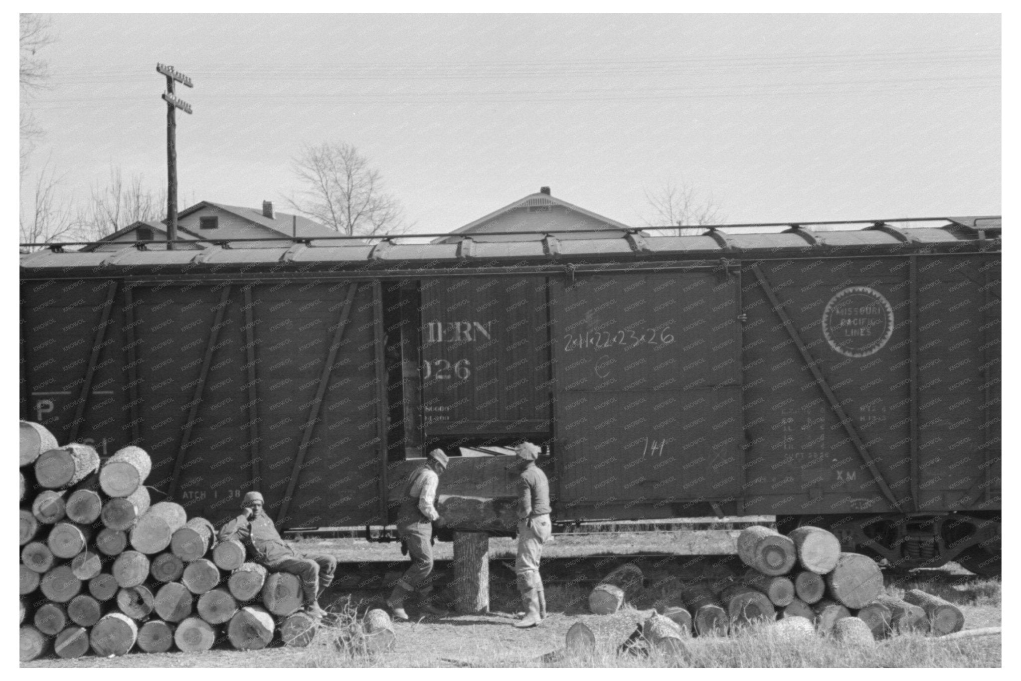 1939 Loading Logs for Barrel Staves in Louisiana and Arkansas - Available at KNOWOL