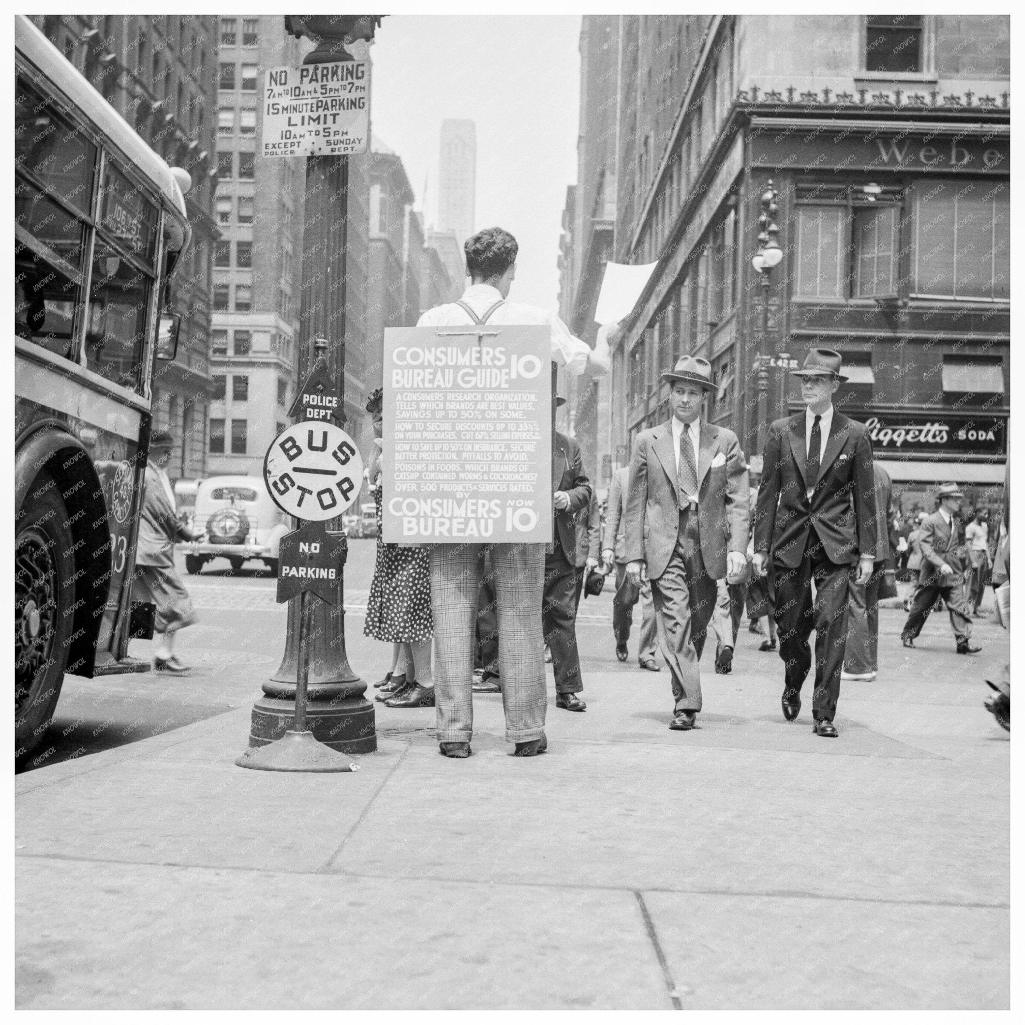 1939 Street Hawker Selling Consumers Bureau Guide NYC - Available at KNOWOL