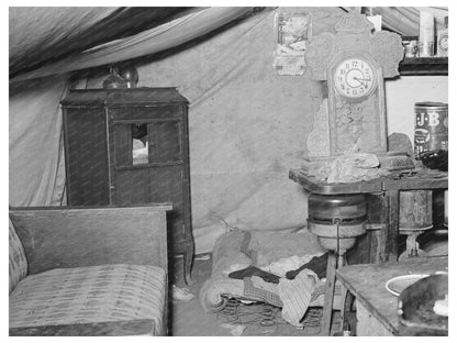1939 Tent Home Interior of Migrant Family in Texas - Available at KNOWOL