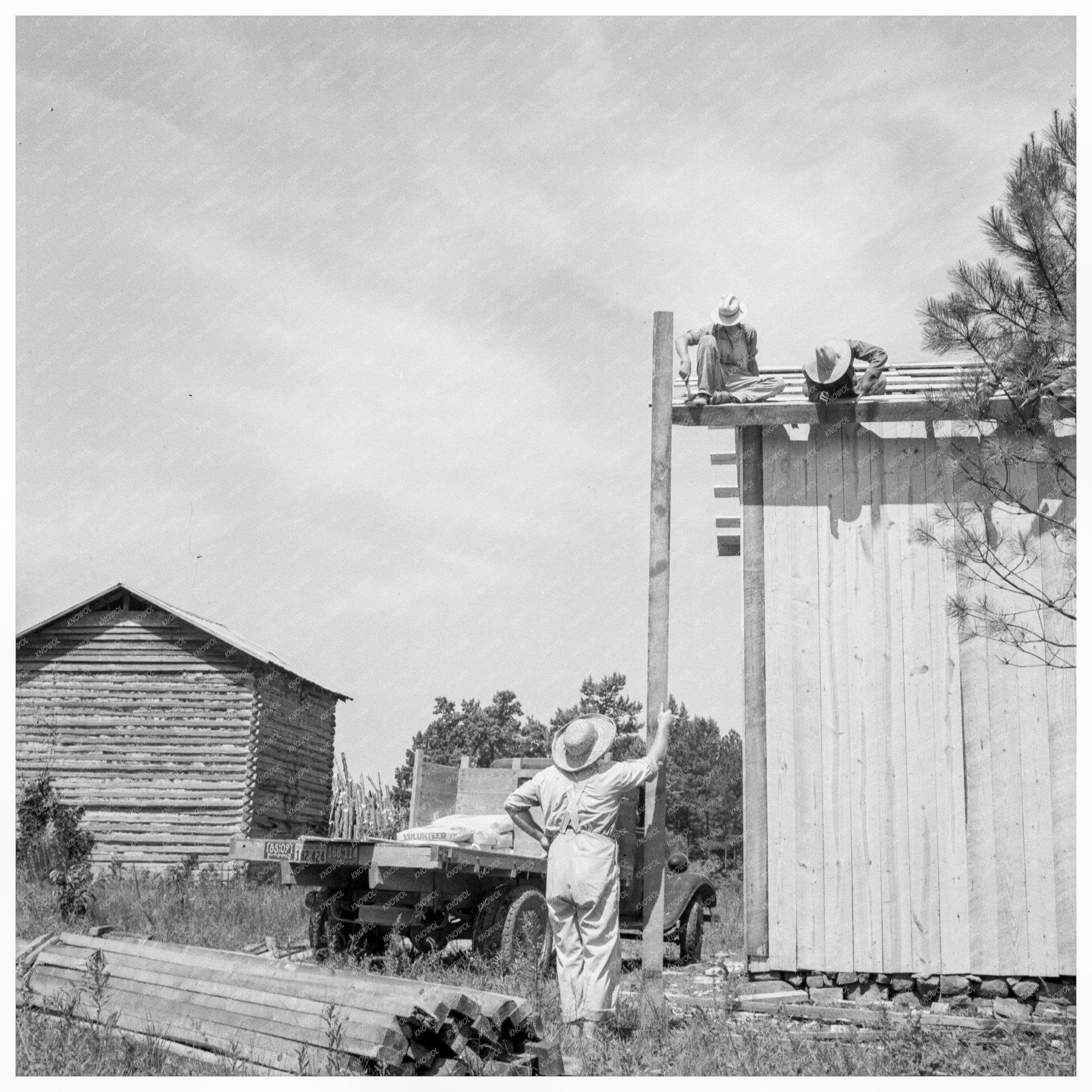 1939 Tobacco Barn Construction in Chapel Hill North Carolina - Available at KNOWOL