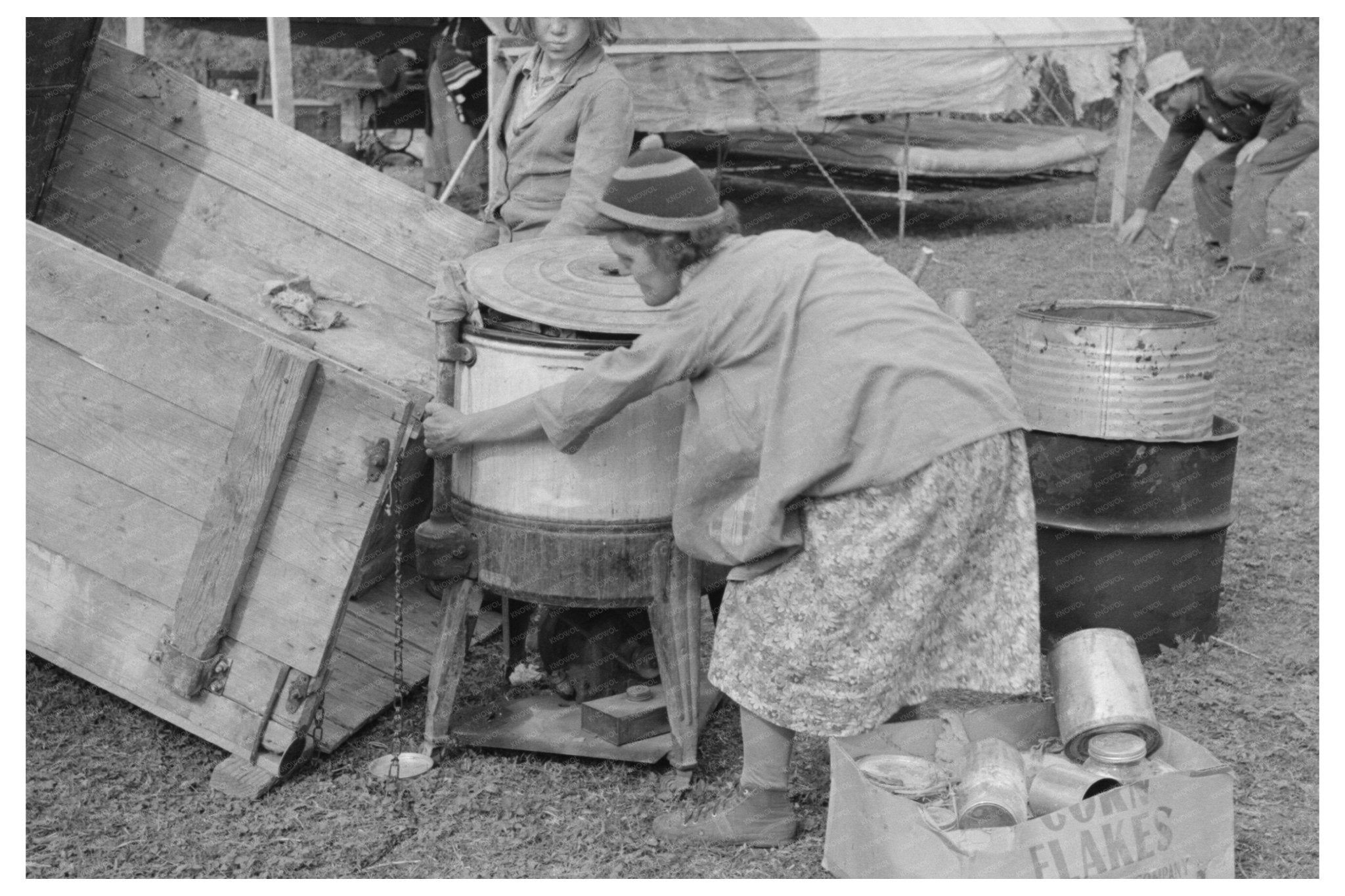 1939 Unloading Household Goods at Harlingen Texas Camp - Available at KNOWOL