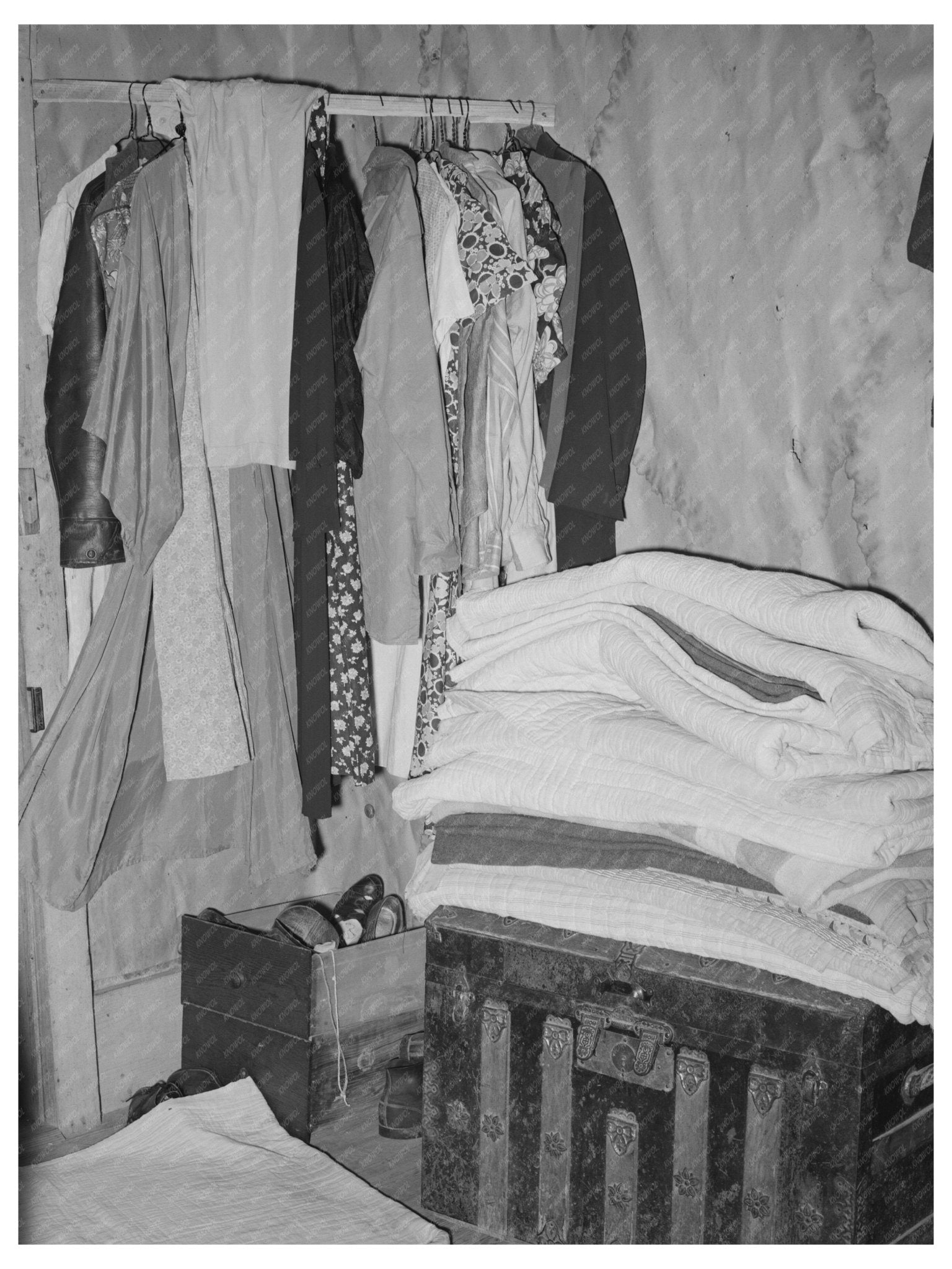 1939 Vintage Bedroom Interior of Farm Family in Oklahoma - Available at KNOWOL
