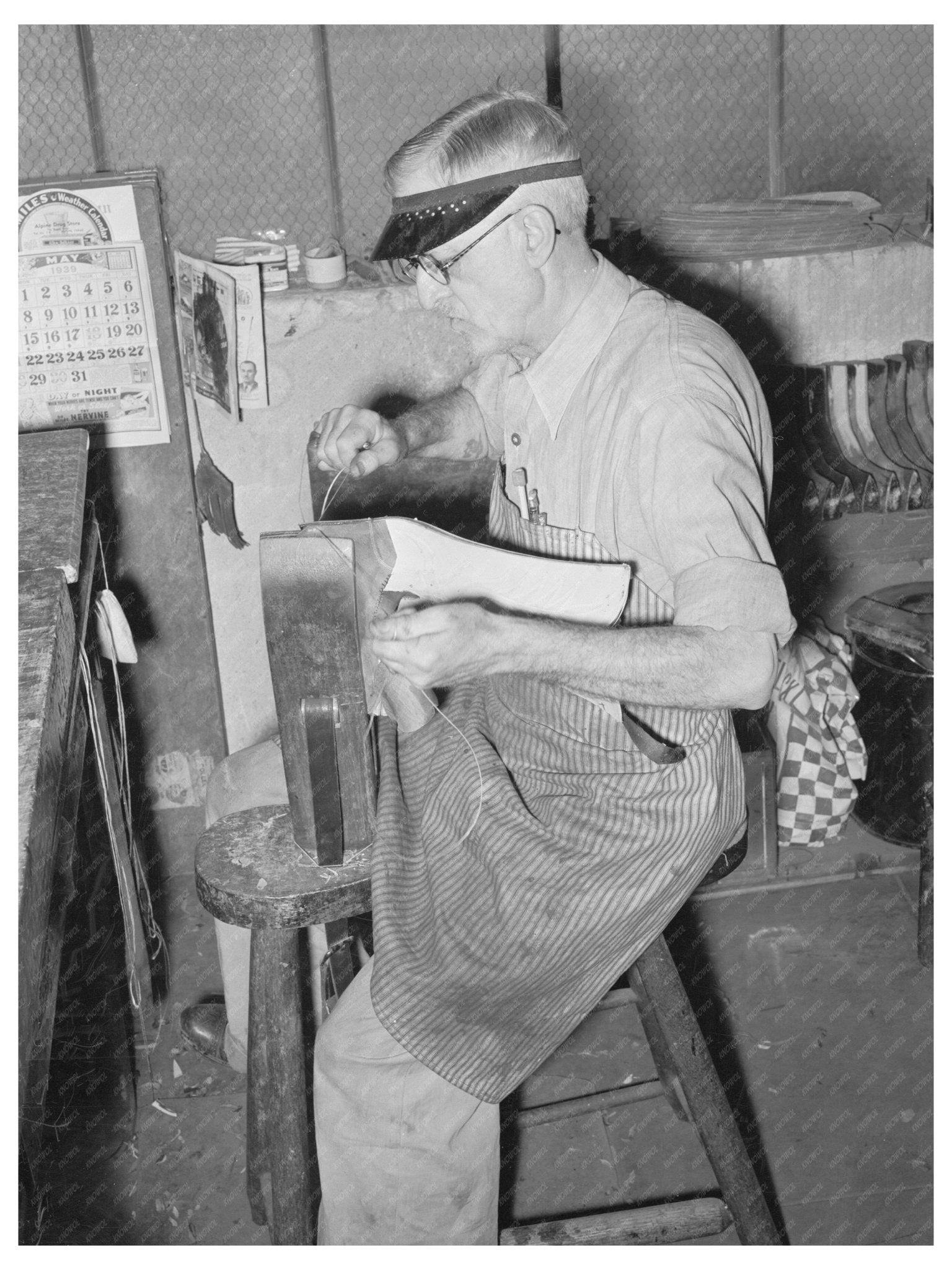 1939 Vintage Boot Shop in Alpine Texas Craftsmanship Image - Available at KNOWOL