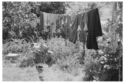 1939 Vintage Clothesline with Cat in Sequoyah County Oklahoma - Available at KNOWOL